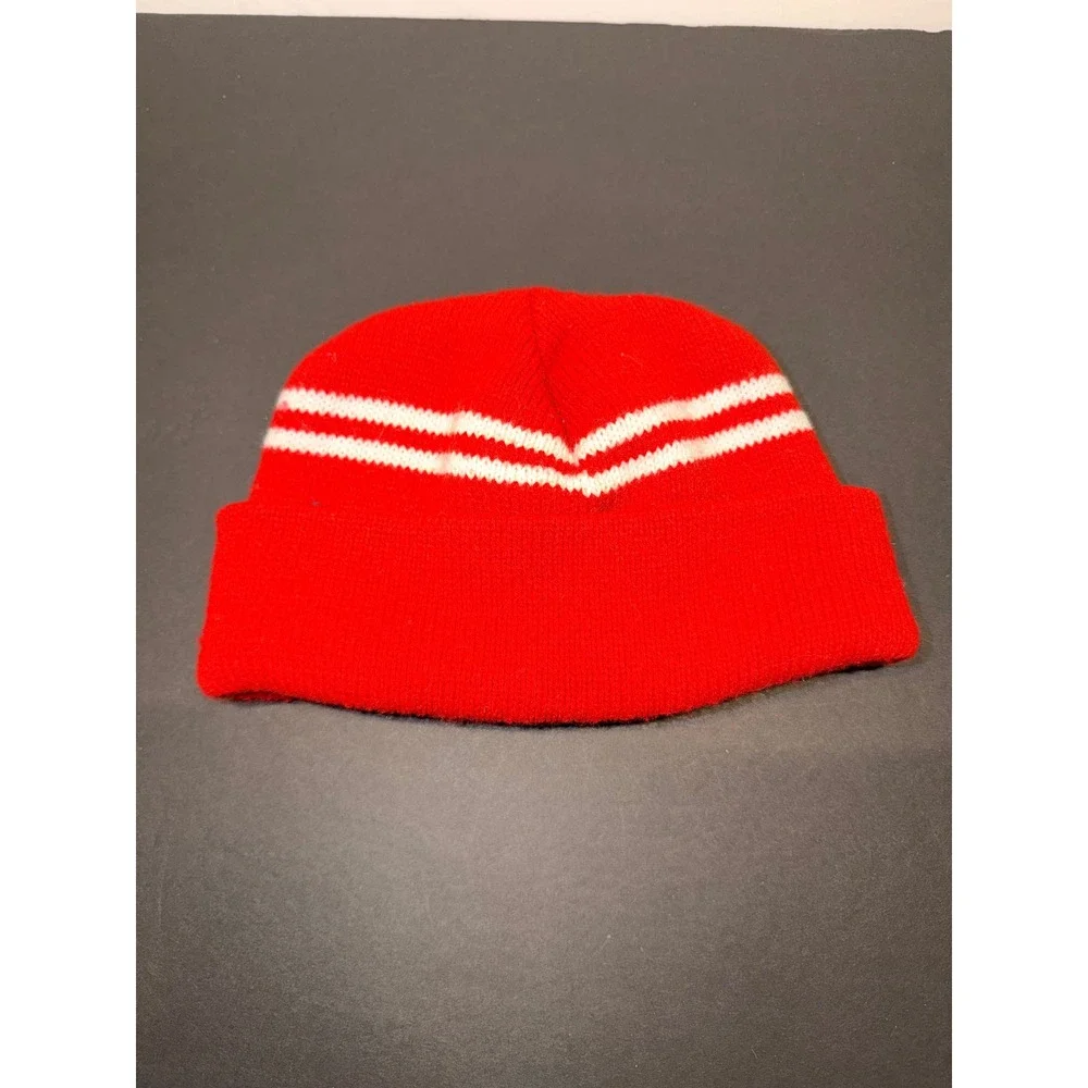 Vintage Lil Fan Texas Tech Red Raiders Beanie Striped Knit Cap USA Sz 2-7